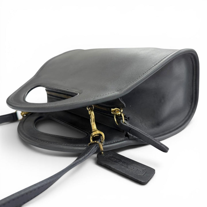 Excellent COACH Old Coach 2-Way Handbag/Shoulder Bag black Glove leather 9942