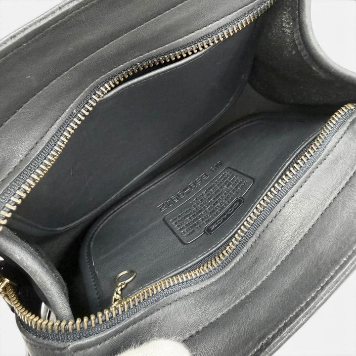 Excellent COACH Old Coach 2-Way Handbag/Shoulder Bag black Glove leather 9942
