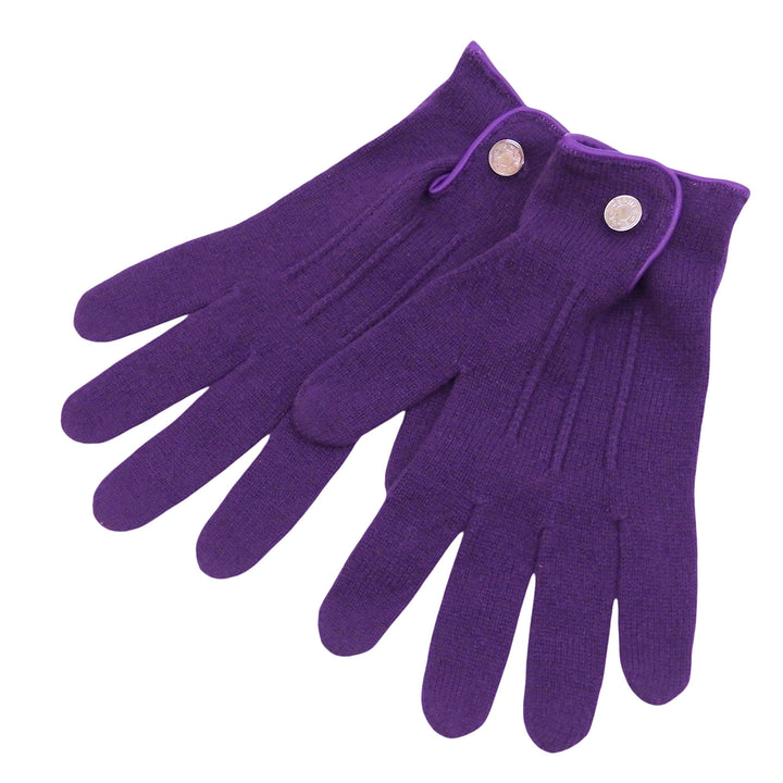 HERMES gloves Crude Cell Serie Button Knit Gloves purple cashmere Women M