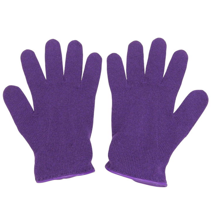 HERMES gloves Crude Cell Serie Button Knit Gloves purple cashmere Women M