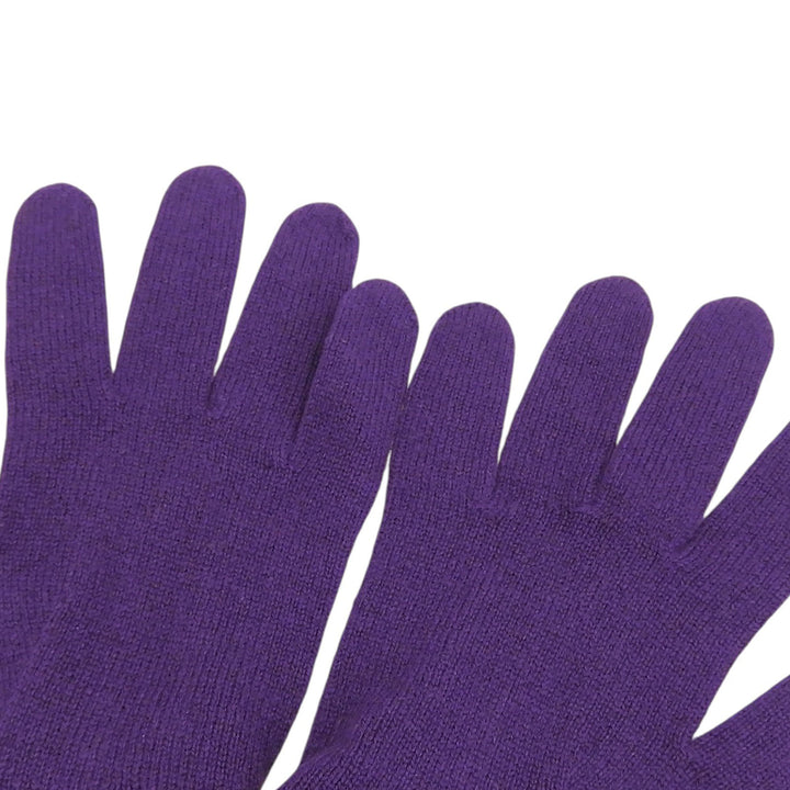 HERMES gloves Crude Cell Serie Button Knit Gloves purple cashmere Women M