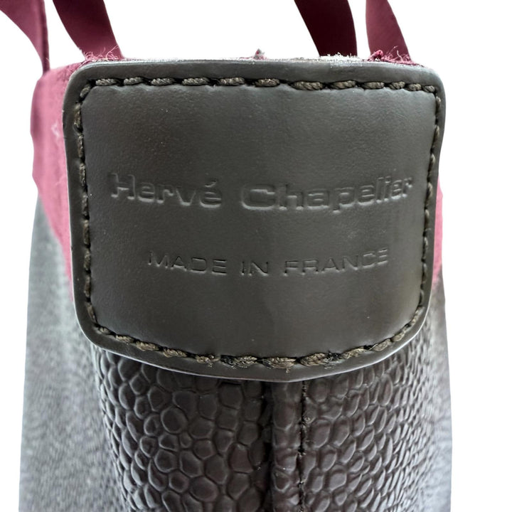 Great Herve Chapelier Tote Bag Coated Canvas Brown leather Women 704Gold Plated