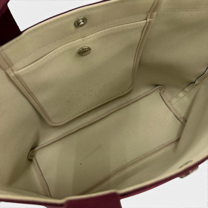 Great Herve Chapelier Tote Bag Coated Canvas Brown leather Women 704Gold Plated