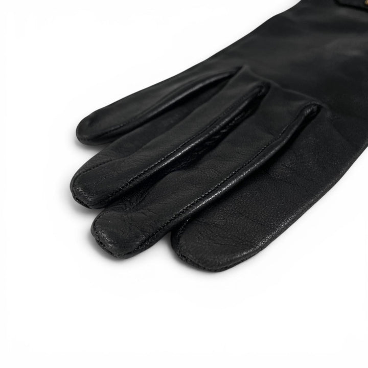 Great HERMES gloves Soya Kelly Leather Gloves black Anjou Glacé Women 7
