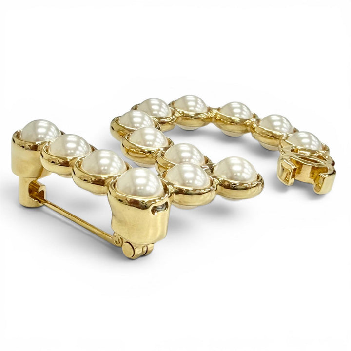 Excellent CHANEL Brooch COCO Mark NO.5 Pearl Brooch gold Women 24S
