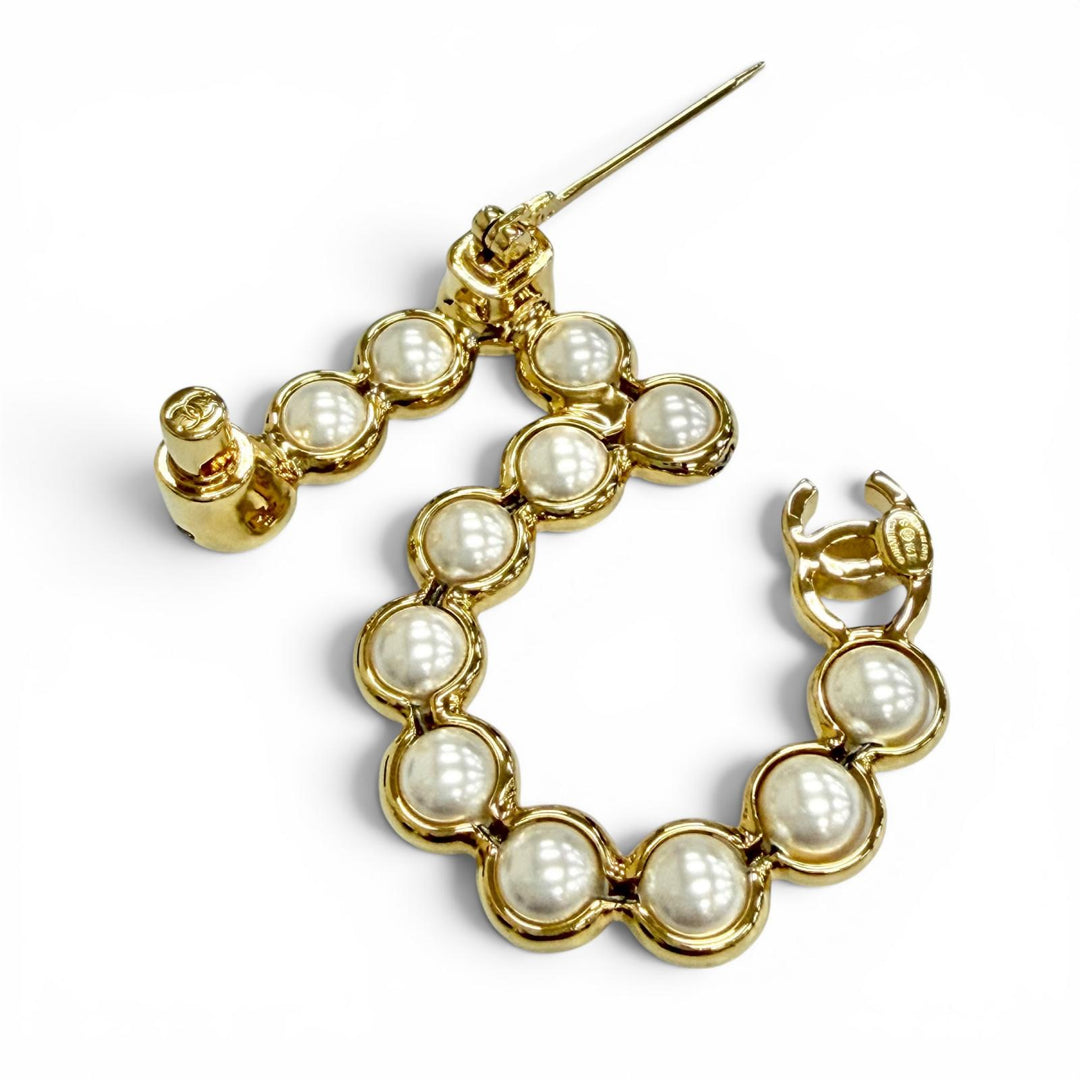 Excellent CHANEL Brooch COCO Mark NO.5 Pearl Brooch gold Women 24S