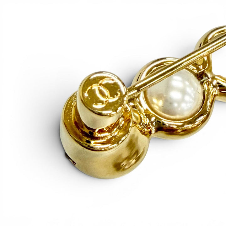 Excellent CHANEL Brooch COCO Mark NO.5 Pearl Brooch gold Women 24S