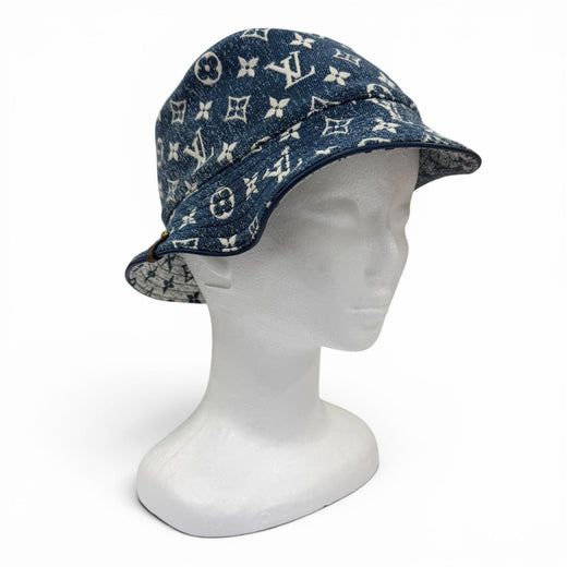 Excellent LOUIS VUITTON hat Monogram Bob Denim Hat Indigo blue Women S M77433