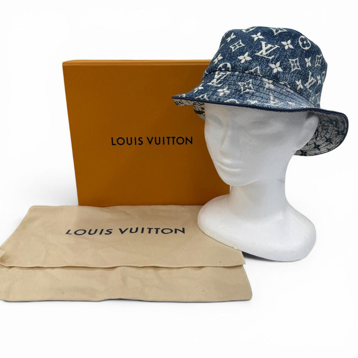 Excellent LOUIS VUITTON hat Monogram Bob Denim Hat Indigo blue Women S M77433