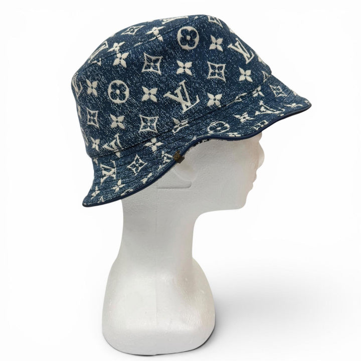 Excellent LOUIS VUITTON hat Monogram Bob Denim Hat Indigo blue Women S M77433