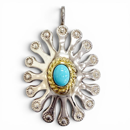 Great TADY&KING Pendant top OLD Sunlight Silver Rope Turquoise Silver 925 mens