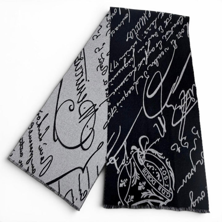 Excellent BERLUTI Scarf Calligraphy Scritto Stole Navy wool mens