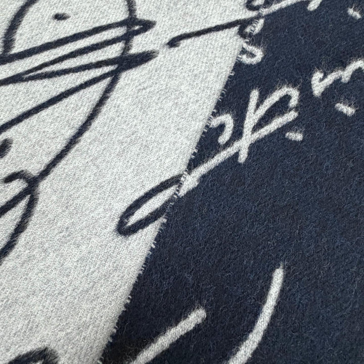Excellent BERLUTI Scarf Calligraphy Scritto Stole Navy wool mens