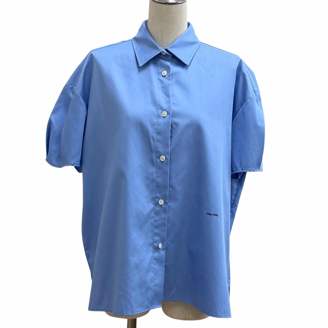 Pristine YOKO CHAN Short sleeve shirt blue cotton Women F YCB-324-434