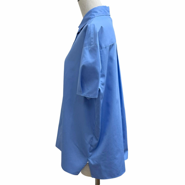 Pristine YOKO CHAN Short sleeve shirt blue cotton Women F YCB-324-434