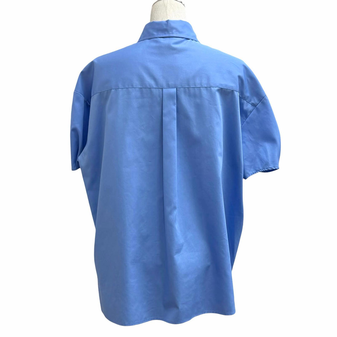 Pristine YOKO CHAN Short sleeve shirt blue cotton Women F YCB-324-434