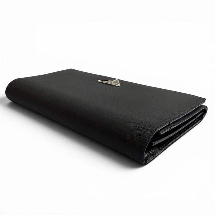Pristine PRADA Purse Tessuto Nylon Triangle Long Wallet with Logo Bifold Wallet