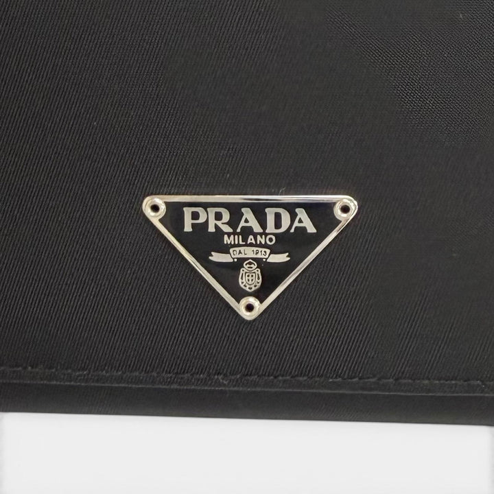 Pristine PRADA Purse Tessuto Nylon Triangle Long Wallet with Logo Bifold Wallet