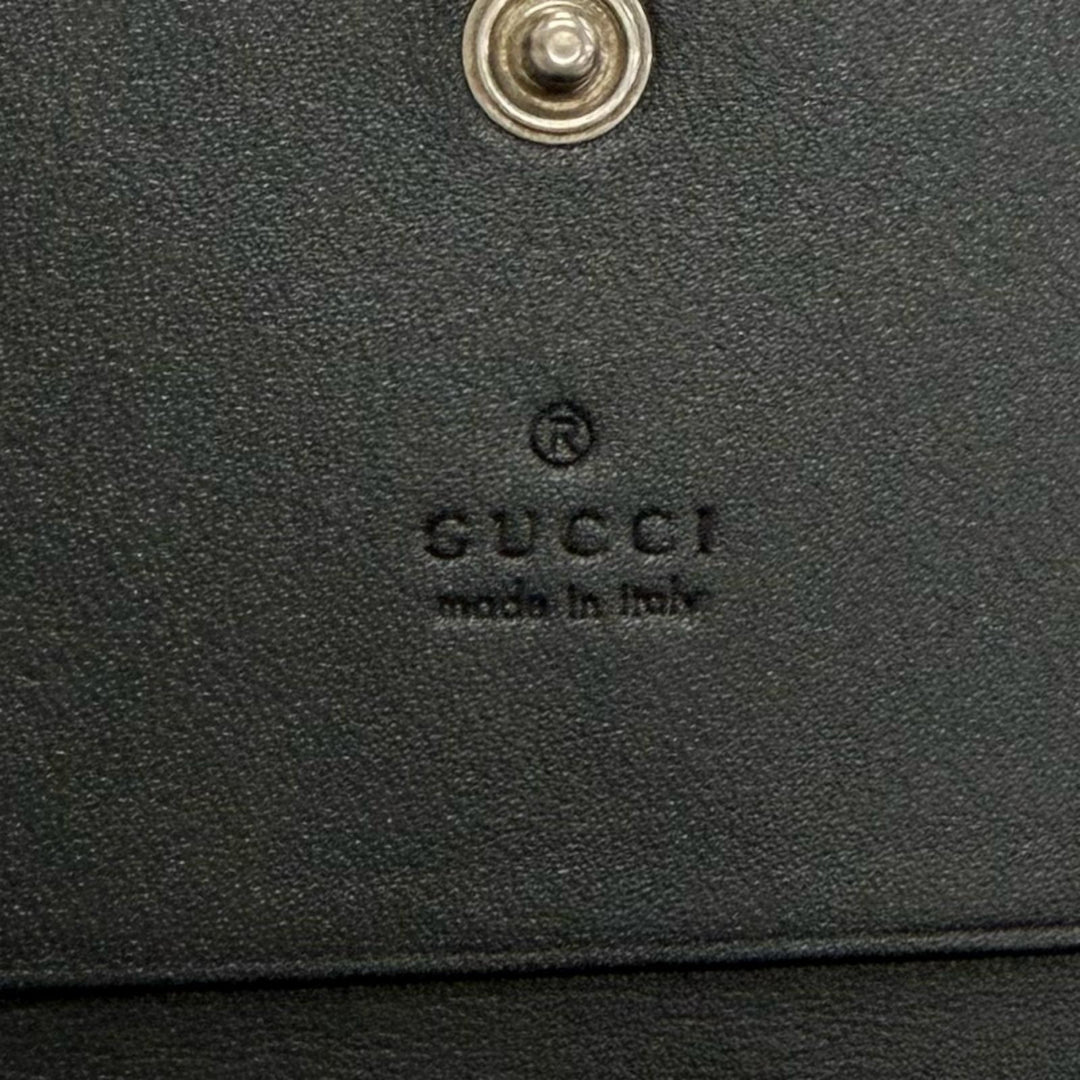 Excellent GUCCI GG Emblem Card Case Bifold Wallet Pass Case black leather 850176