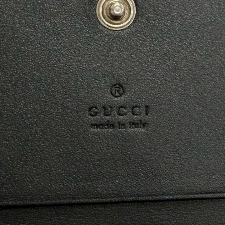 Excellent GUCCI GG Emblem Card Case Bifold Wallet Pass Case black leather 850176
