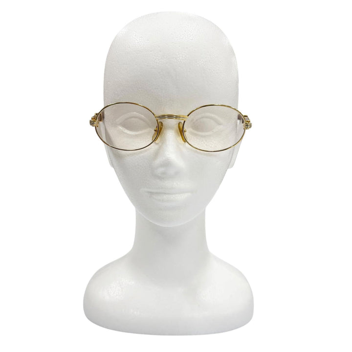 Excellent Cartier Glasses Trinity gold Wood mens 51□20 130b