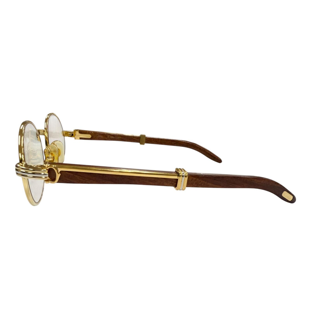 Excellent Cartier Glasses Trinity gold Wood mens 51□20 130b