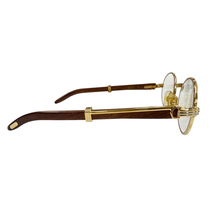 Excellent Cartier Glasses Trinity gold Wood mens 51□20 130b