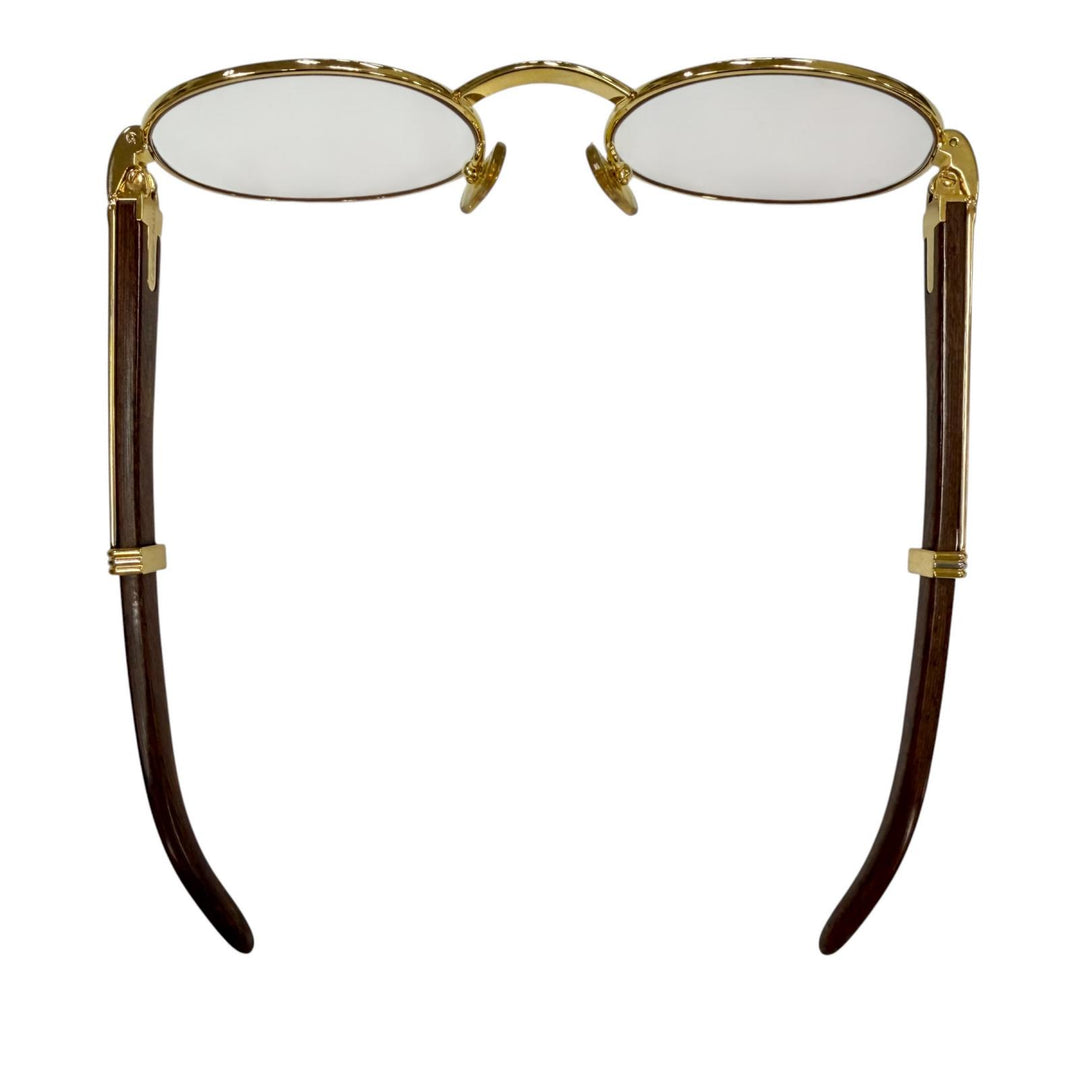 Excellent Cartier Glasses Trinity gold Wood mens 51□20 130b