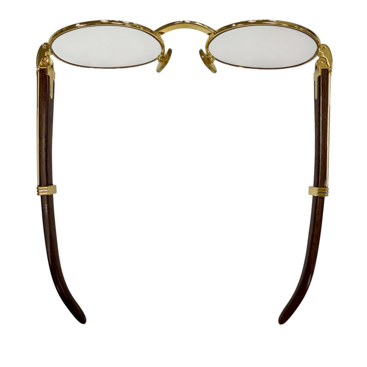 Excellent Cartier Glasses Trinity gold Wood mens 51□20 130b