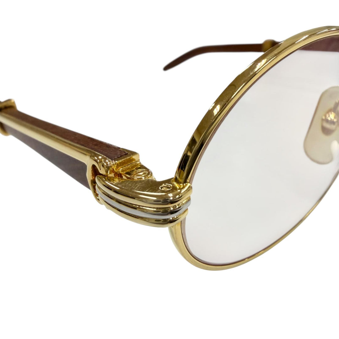 Excellent Cartier Glasses Trinity gold Wood mens 51□20 130b