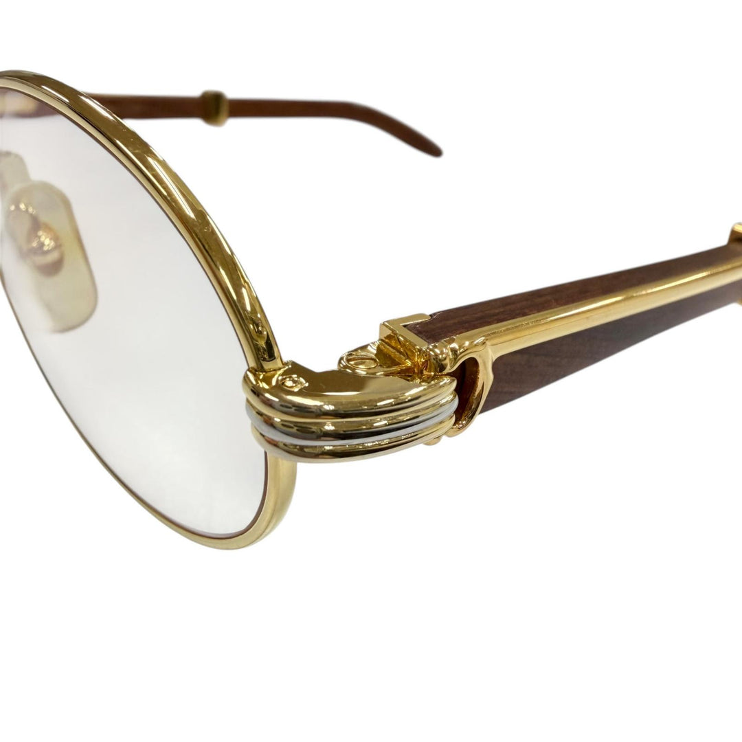 Excellent Cartier Glasses Trinity gold Wood mens 51□20 130b