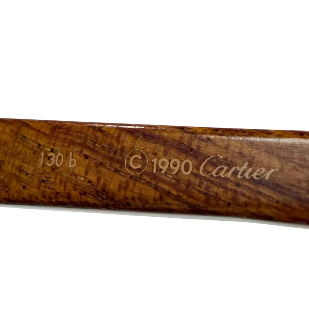 Excellent Cartier Glasses Trinity gold Wood mens 51□20 130b