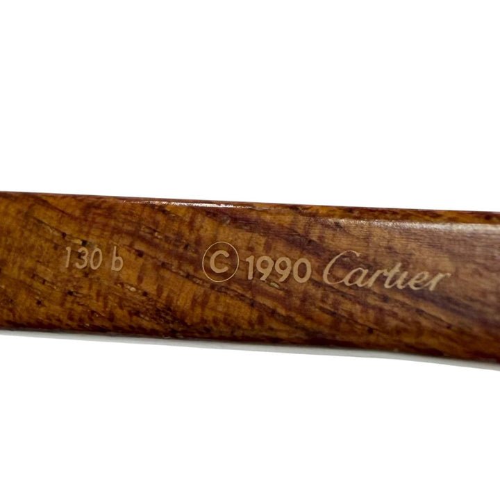 Excellent Cartier Glasses Trinity gold Wood mens 51□20 130b