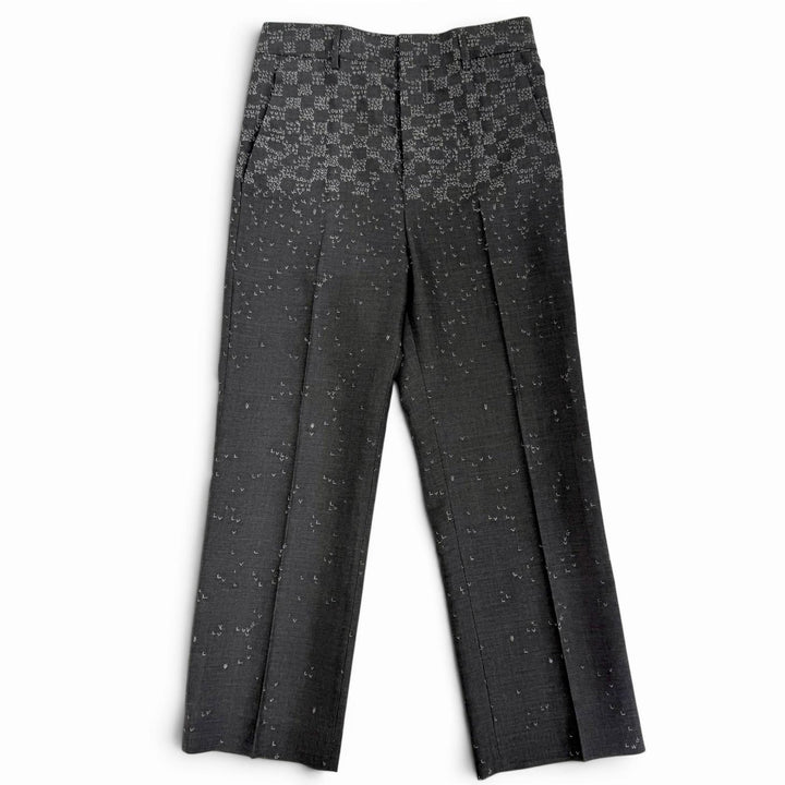 Excellent LOUIS VUITTON Pants Damier LV Spread Slacks gray wool mens 38