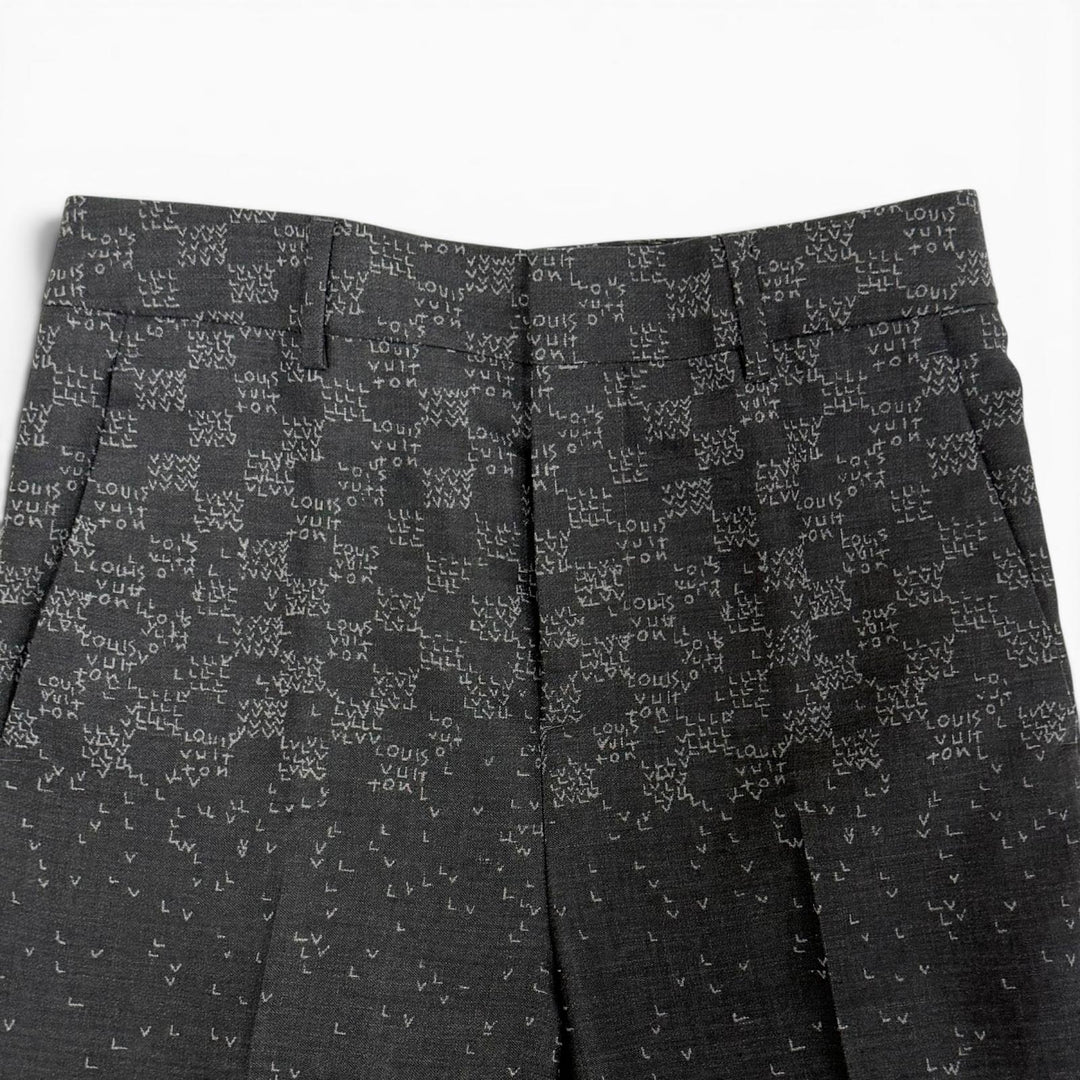 Excellent LOUIS VUITTON Pants Damier LV Spread Slacks gray wool mens 38