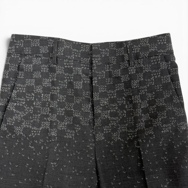 Excellent LOUIS VUITTON Pants Damier LV Spread Slacks gray wool mens 38