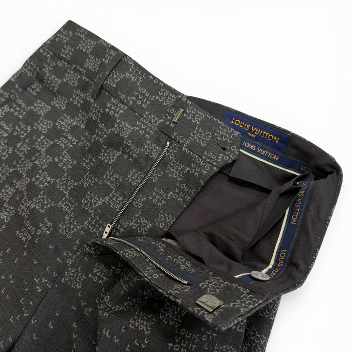 Excellent LOUIS VUITTON Pants Damier LV Spread Slacks gray wool mens 38