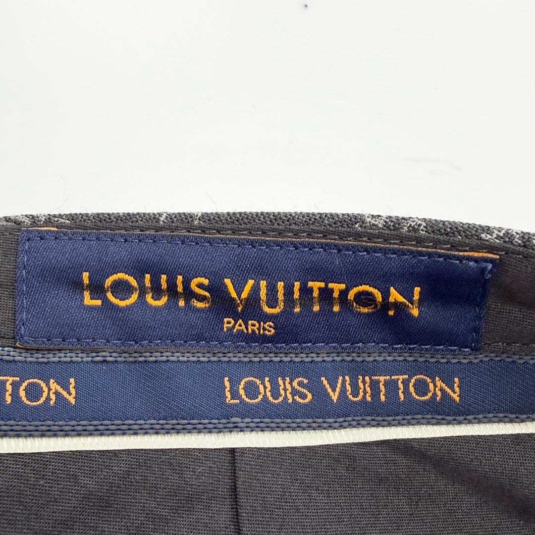 Excellent LOUIS VUITTON Pants Damier LV Spread Slacks gray wool mens 38