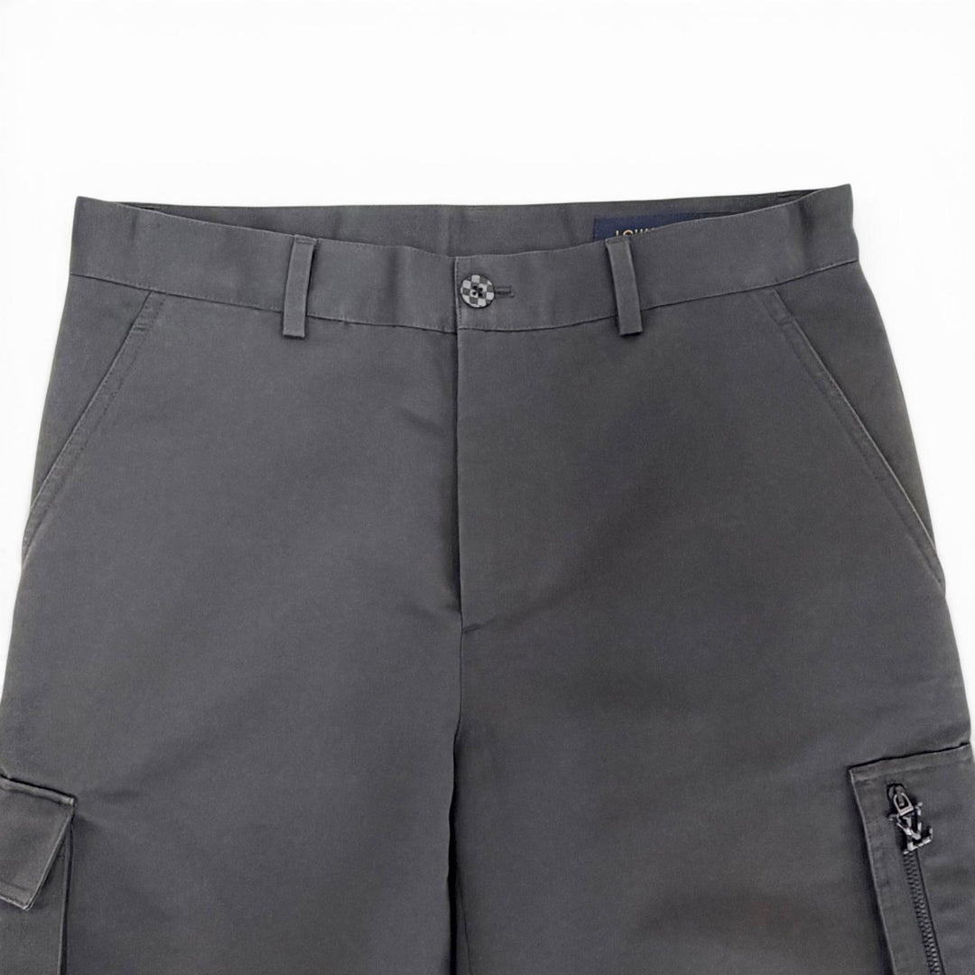 Excellent LOUIS VUITTON cargo pants Technical cotton Damier button LV logo 38