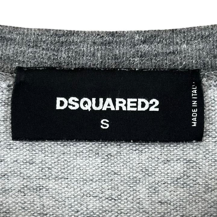 Great DSQUARED2 sweat logo print crew neck gray cotton mens S S74GU0176