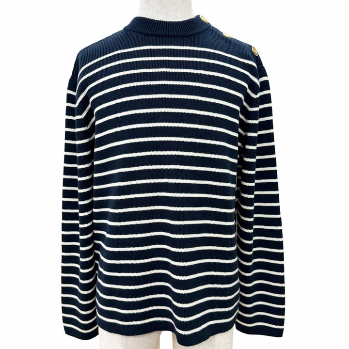 Excellent VALENTINO knit Logo Button Border Pattern Long Sleeve L 6V3KC33MAR6