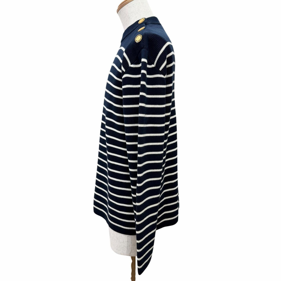 Excellent VALENTINO knit Logo Button Border Pattern Long Sleeve L 6V3KC33MAR6