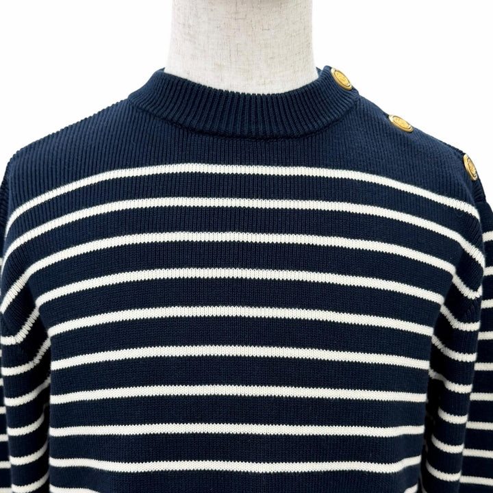 Excellent VALENTINO knit Logo Button Border Pattern Long Sleeve L 6V3KC33MAR6