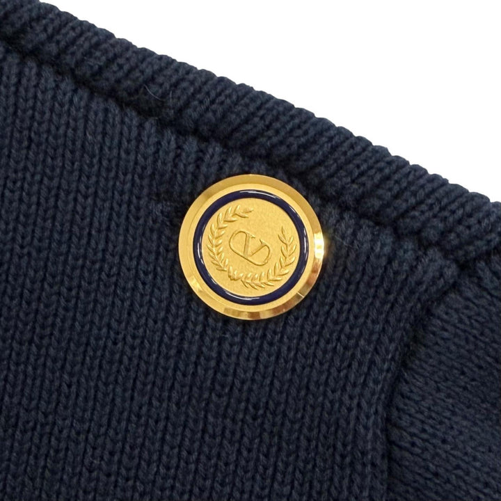 Excellent VALENTINO knit Logo Button Border Pattern Long Sleeve L 6V3KC33MAR6