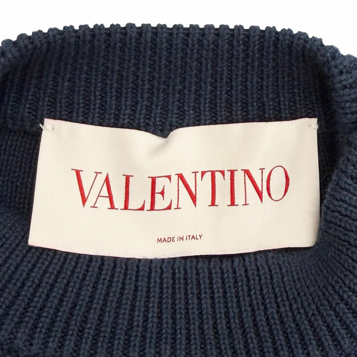 Excellent VALENTINO knit Logo Button Border Pattern Long Sleeve L 6V3KC33MAR6
