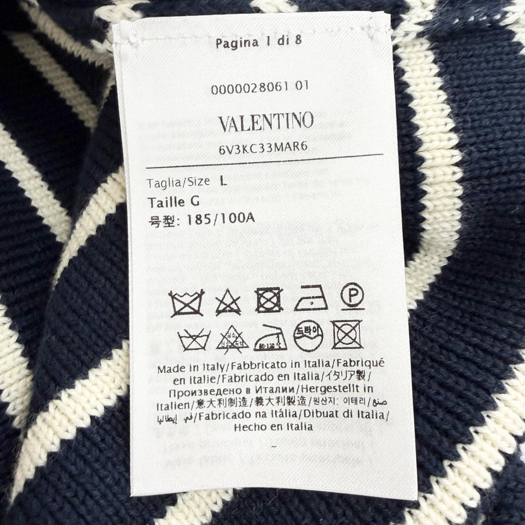 Excellent VALENTINO knit Logo Button Border Pattern Long Sleeve L 6V3KC33MAR6