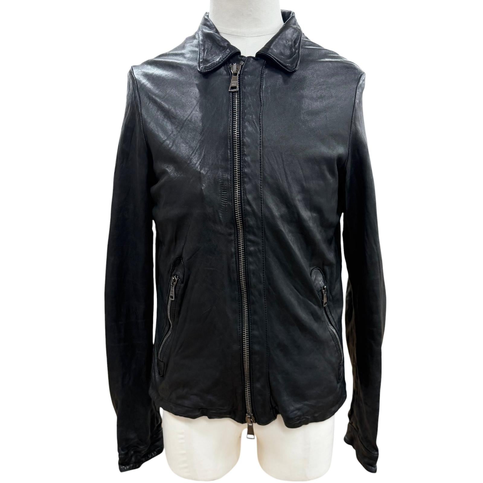 Great GIORGIO BRATO Leather jacket black Sheep leather mens 48