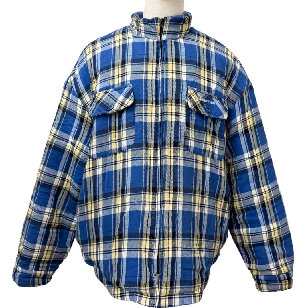Great PROJECT GR Jacket Check Pattern Flannel Padded blue cotton mens 1