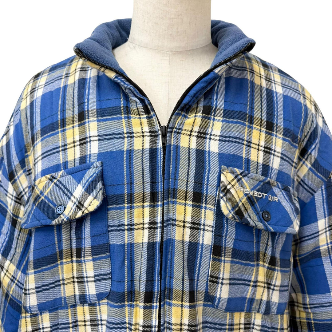 Great PROJECT GR Jacket Check Pattern Flannel Padded blue cotton mens 1