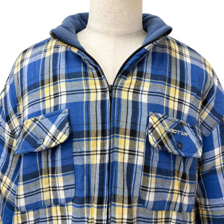 Great PROJECT GR Jacket Check Pattern Flannel Padded blue cotton mens 1